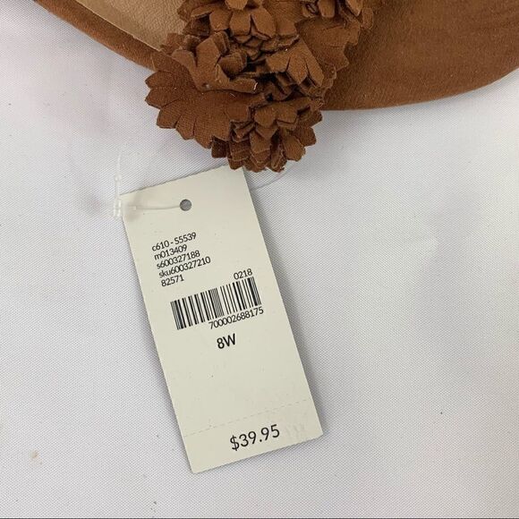 Brown Flats Lane Bryant Open Toe Slip On Cutout Floral size 8 - Picture 8 of 8